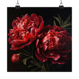 Red Peonies Flower Art Print, Red Flower Painting, Flower DŽcor 12 Peony