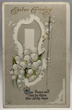1912 Easter Greeting, Lily of the Valley Flowers, Vintage Embossed Postcard Lily