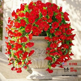 2 PCS Artificial Hanging Flowers Fake Plants Outdoor,Silk Morning Glory Red Flowering Plants