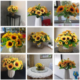 Artificial Sunflower Silk Fake Flowers Bouquet Wedding Party Floral Home Decor_ Sunflower