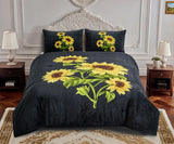SUNFLOWER  BLANKET  WITH SHERPA  SOFTY THICK & WARM 3 PCS CALIFORNIA KING SIZE Sunflower