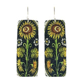 Artista Sunflowers In Bloom Yellow Rectangle Handmade Flowers Earrings 1.75L Sunflower