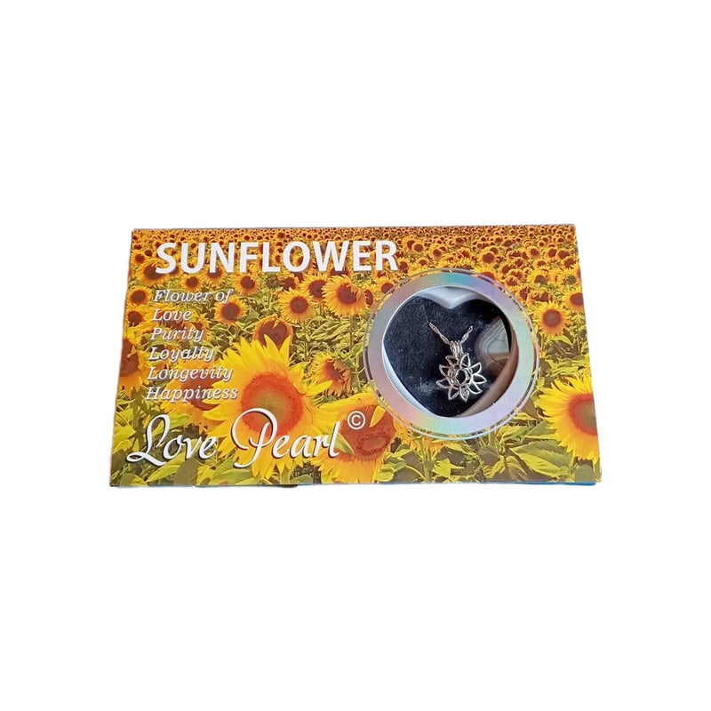 NIB Sunflower Love Pearl Luck Silver Tone Necklace Sunflower
