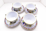 SET 4 Sigma Carnation Cups & Saucers Italy Pottery Light Blue w/ Flowers Carnation