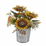 Flora Bunda Artificial Flowers 8" Tall Sunflowers Mix in TIN Sunflower