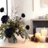 Navy blue peony winter flower arrangement, winter floral decor, seasonal decor Peony