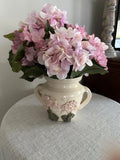 New  Luxury Pink hydrangea  Silk Floral Arrangement in vintage Saybrook vase Hydrangea