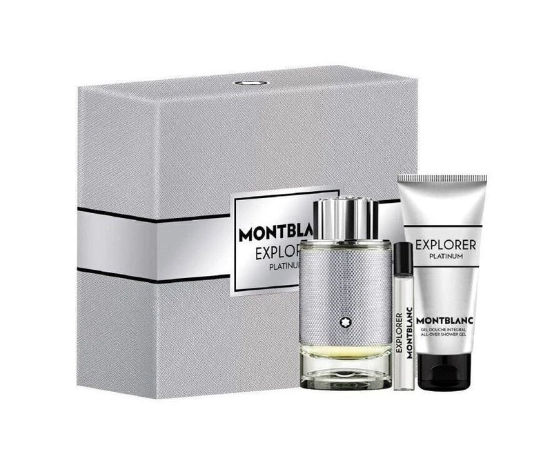 Mont Blanc Explorer Platinum 3.3 oz EDP Spray+ .25 EDP+ 3.3 gel Mens Set NIB EDP