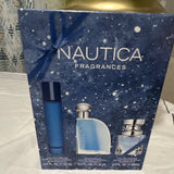 Nautica Oceans, Blue, Voyage Eau de Toilette Spray Set for Men 0.6/0.5/0.5 fl oz EDT