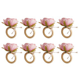 Flower Napkin Rings Set of 8,Pink Peony Flower Handmade Napkin Holder Rings T... Peony