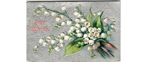 Lily of the Valley Bouquet Postcard 1900s Embossed Silver Best Wishes Floral Lily