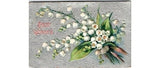 Lily of the Valley Bouquet Postcard 1900s Embossed Silver Best Wishes Floral Lily