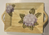 Washed Purple Hydrangea Platter With Handles 9.5Ó X 15Ó Made In China Hydrangea