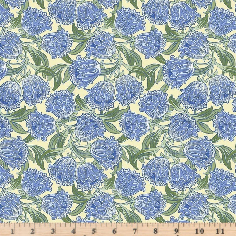 Float Like a Butterfly Aurora Blue Yellow D3210Aurora Half yd continuous cuts Flowering Plants