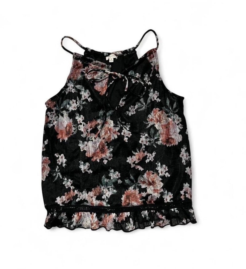 Lily White WomenÕs Black And Floral Sleeveless Tank Size Medium Whimsygoth Lily