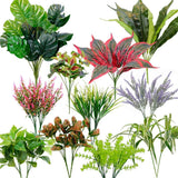 18 PCS Artificial Flowers for Outdoor, UV Resistant Fake Plants, Faux Plastic... Green Plant