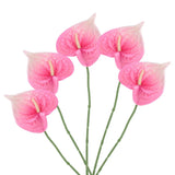 5Pcs 13" Artificial Anthurium Lily Flowers Floral Bouquet Decor, Light Pink Lily