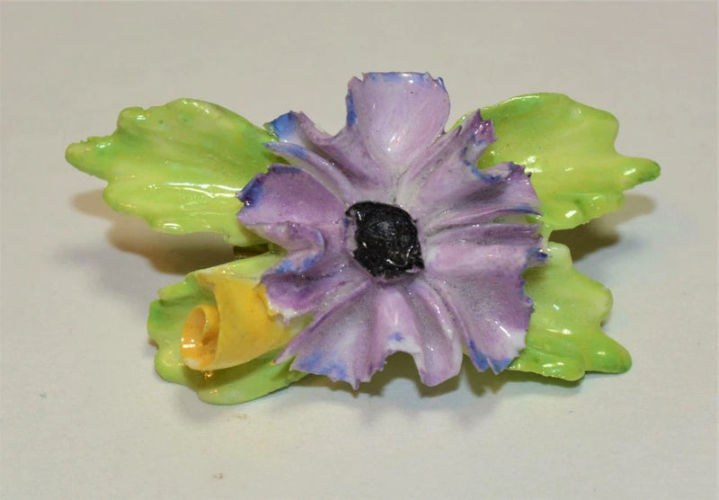 Vtg Signed SYLVAC Staffordshire Made England Lilac CARNATION FLOWER Pin Brooch Carnation