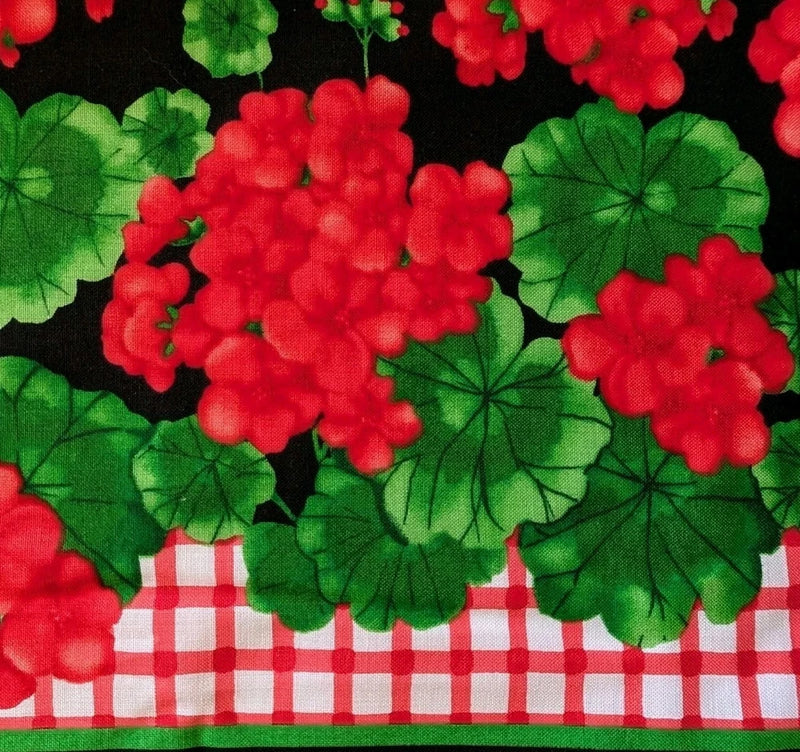 Timeless Treasures Scarlet Geraniums Fabric Stripes 9147 Red Floral Quilting BTY Flowering Plants