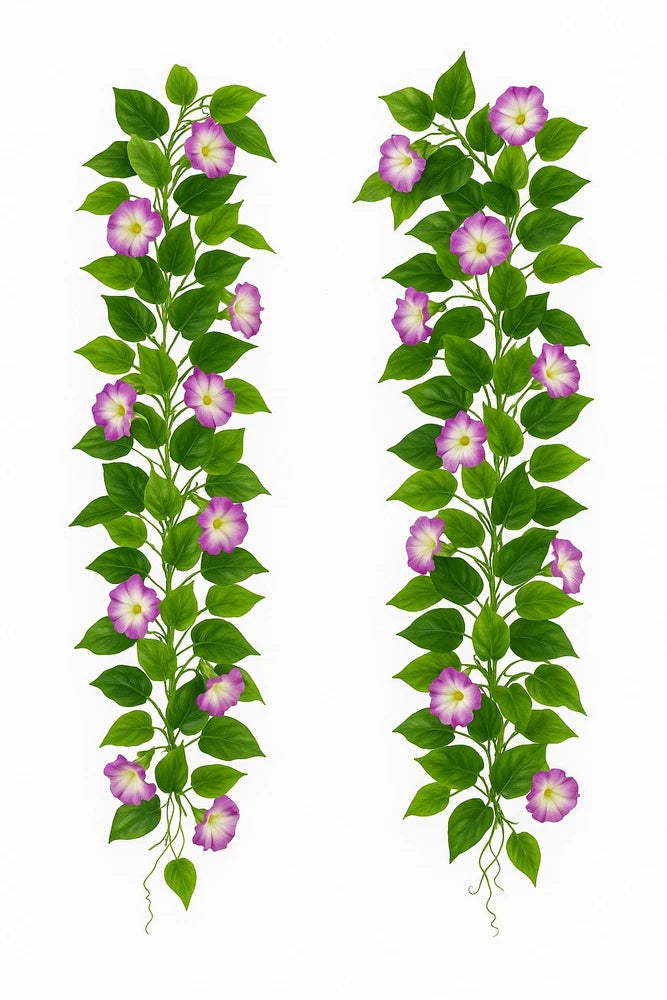 2 Pcs Artificial Vines Silk Morning Glory Vines Outdoor 15 Feet Hanging Plant Flowering Plants