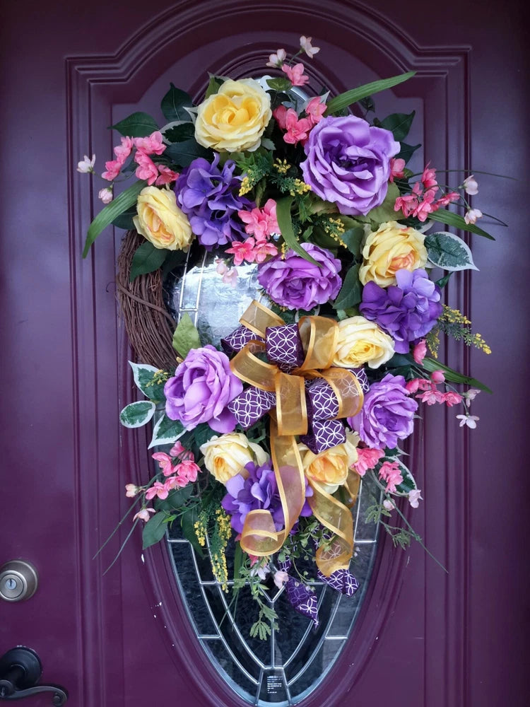 Flower Door Wreath Spring Summer Garden  Country Style Mother's Day Easter Hydrangea