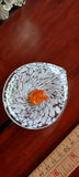 20" long stem Cala Lily Hand blown glass Flower white green orange unique Lily