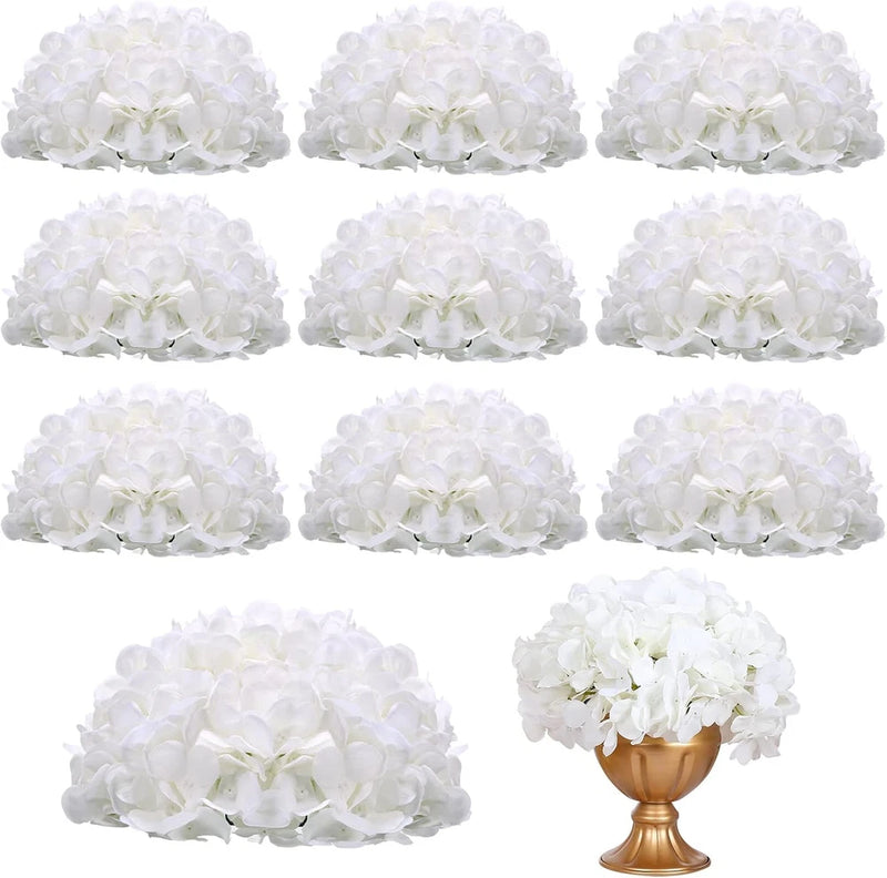 10 Pcs White Silk Hydrangea Flowers for Wedding & Home Decor Hydrangea