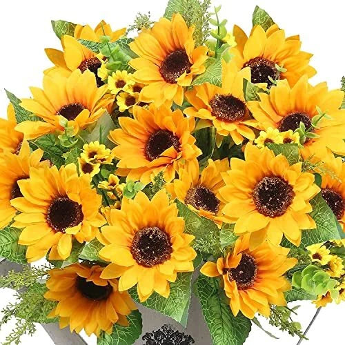 Artificial Sunflower Bouquets,2 Bunches Fake Wildflowers for Baby Shower Home Bouquet