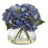 Nearly Natural Large Blooming Hydrangea with Vase in Blue Hydrangea