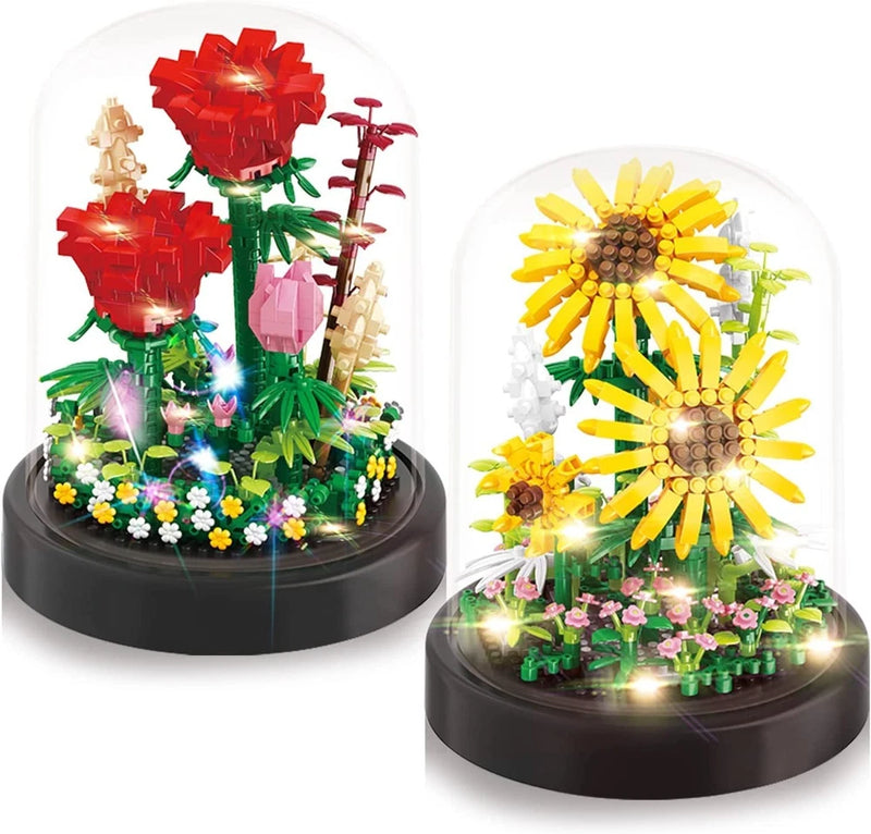 2 Flowers Bouquet Sunflowers - Rose Building Kit, Creative Bonsai Tree Succul... Sunflower