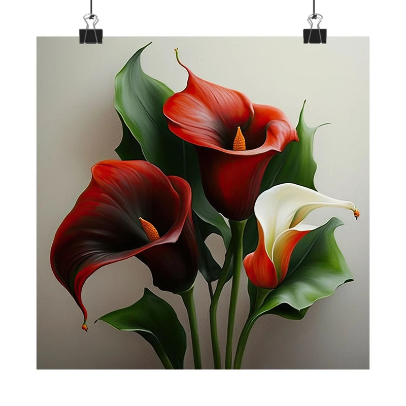 Red Calla Lilies Flower Art Print, Red Flower Painting, Flower DŽcor 04 Lily