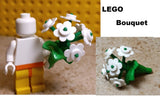 LEGO White Bouquet Flower Boquet Green Leaf Stem Handle Full Bunch 6 Stems Plant Green Plant