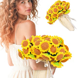 LOKOZ Sunflower Gifts for Women Get Well - Crochet Flowers Bouquet Blanket, Sunflower