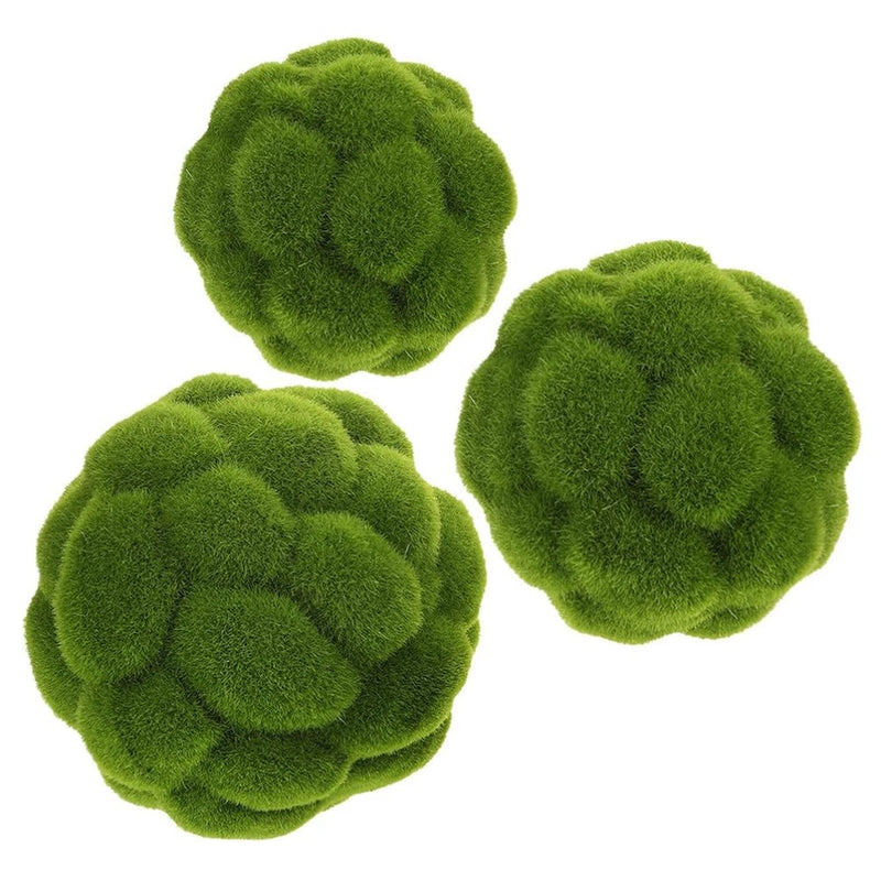 Simulated Moss Balls Artificial Plant Topiary 5.91 Inch Green Sphere Green Plant