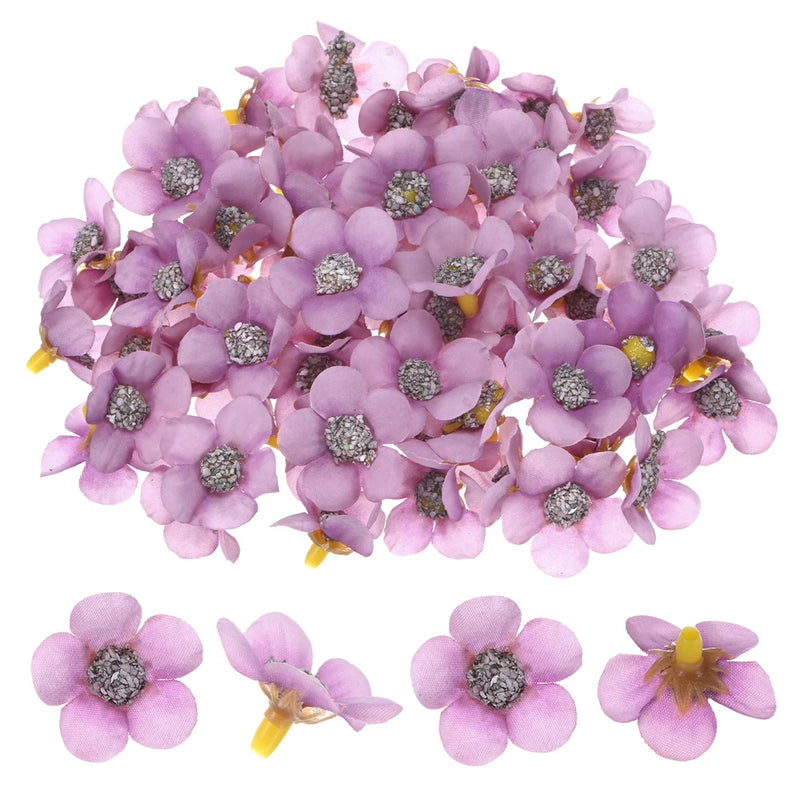 50-Pack Artificial Flower Heads, Mini Silk Faux Daisy Flowers DIY [Purple] Daisies