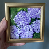 Hydrangea Flowers Original Painting 4/4,artwork,mini,small,framed,gold Hydrangea
