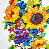 Sunflower Painting Hydrangeas Oil Painting Impasto Flowers Wall Art Hydrangea