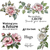 Flowers Roses Wishing You a Future of Beauty Metal Cutting Dies Clear Stamps Roses