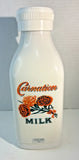 Vintage Carnation WHITE Milk Insulated Thermos Rectangular Plastic w/Flowers Carnation