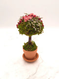 Handmade Umbrella Topiary Dried Flower Arrangement w/ Mini Roses & Caspia Dried Flower