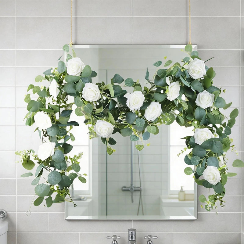 Artificial Vines Faux Rose Vine Greenery for Holiday Home Indoor Outdoor Green Plant