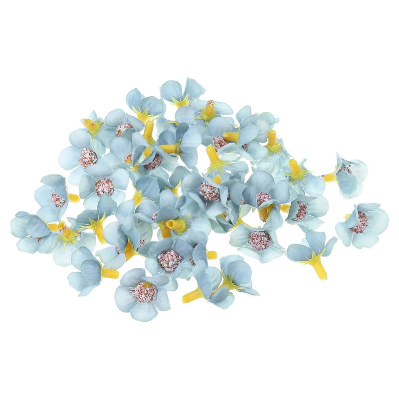 50Pcs 0.79" Artificial Silk Daisy Flower Heads Fake Flowers for DIY, Blue Daisies