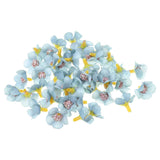 50Pcs 0.79" Artificial Silk Daisy Flower Heads Fake Flowers for DIY, Blue Daisies