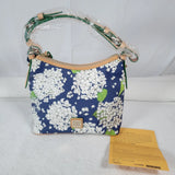 Dooney & Bourke Hydrangea Lucy Hobo Blue White Shoulder Bag Floral Print Coated Hydrangea
