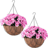 2 Pack Pink Artificial Hanging Hydrangea Flowers in Coconut Baskets Hydrangea