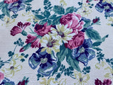 Nasturtium PANSY Hollywood Glam Mid Century Shabby Chic Barkcloth Vintage Fabric Carnation