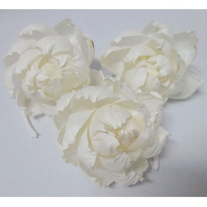 White artificial peony flower diffuser decoration with layered petals