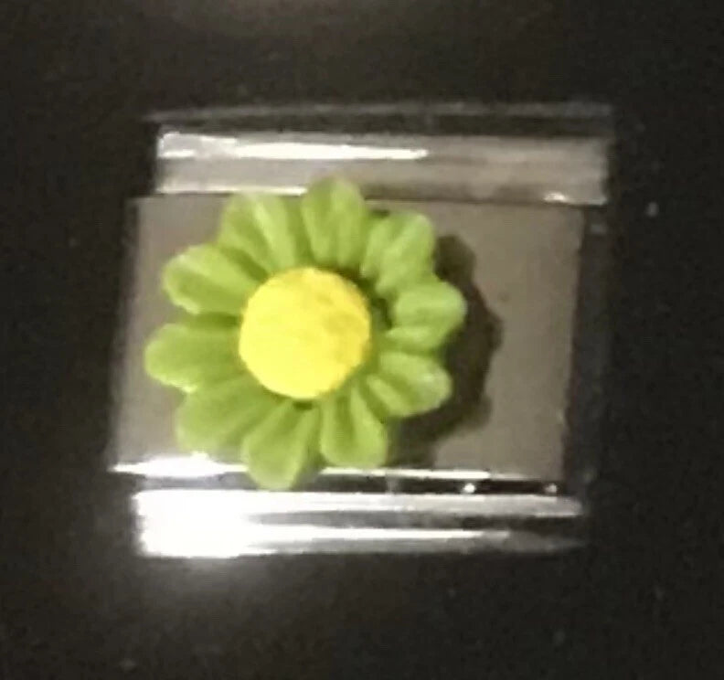 Raised Sunflower Wholesale Italian Charm Enamel Link 9MM K54S2 Sunflower