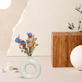 Yellow Vase/Flower Vase/Pampas Grass Vase/Ceramic Vase/Round Shaped Vase white Pampas Grass