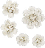 5 Pcs Ceramic Flower Wall Decor Handcrafted 3D Hanging Porcelain Flowers Wall Ar Peony